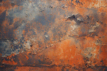Processed collage of old rusty metal sheet texture in daylight. Background for banner