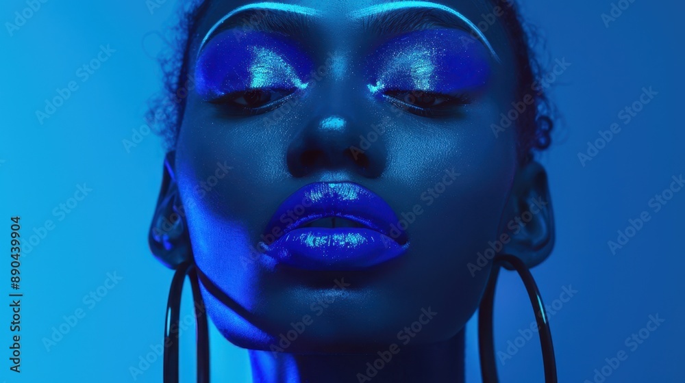 Poster the woman with blue makeup