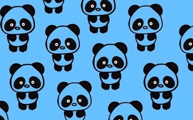 Children's print with pandas pattern. Cute panda pattern background. Cartoon panda wallpaper. Panda art. Pattern with animals. Cute animals art.