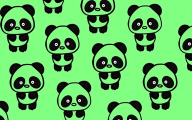 Fototapeta premium Children's print with pandas pattern. Cute panda pattern background. Cartoon panda wallpaper. Panda art. Pattern with animals. Cute animals art.
