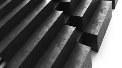 Black metal stairs abstract background, Grunge surface, 3d Rendering