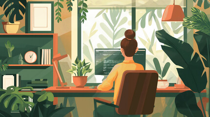Fototapeta premium connected with your team when working from home
