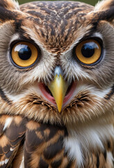 Obraz premium A photo of an owl's eyes with sharp pupils and a piercing gaze. 