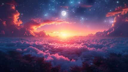 Obraz premium Dreamy Sunset Over Clouds