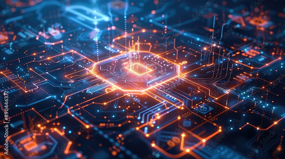 Aufkleber Cybersecurity network interface showing a digital fortress with advanced encryption and firewall technologies. Generative AI.