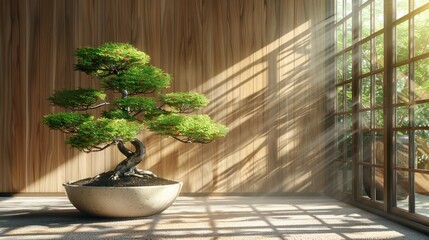 Obraz premium Bonsai Tree in a Minimalist Setting
