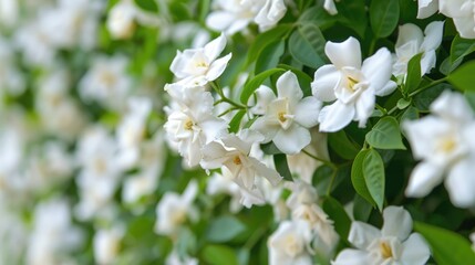 Obraz premium Large white flowers of Jasmine in a garden