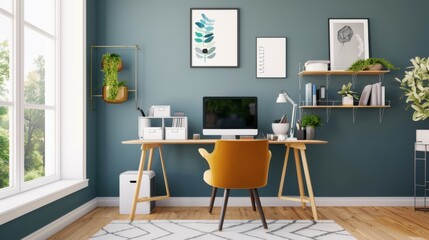 Professional home office setup with sleek design, home office setup, productivity