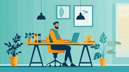 Prototyping session, creating early models, flat design illustration