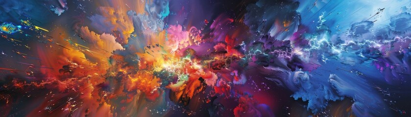 Fototapeta premium Visual art display with innovative designs, mixed media, realistic studio lighting, highresolution background