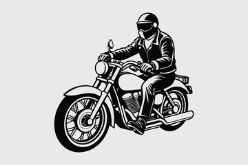 motorized-with-his-motorcycle, vector, silhouette 