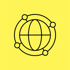 global connection line icon, global network symbol. line vector isolated on yellow background. trendy and modern design