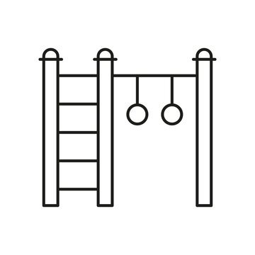 Monkey bar line icon. Black simple pictogram of outdoor equipment. Vector isolated element on white background. Editable stroke