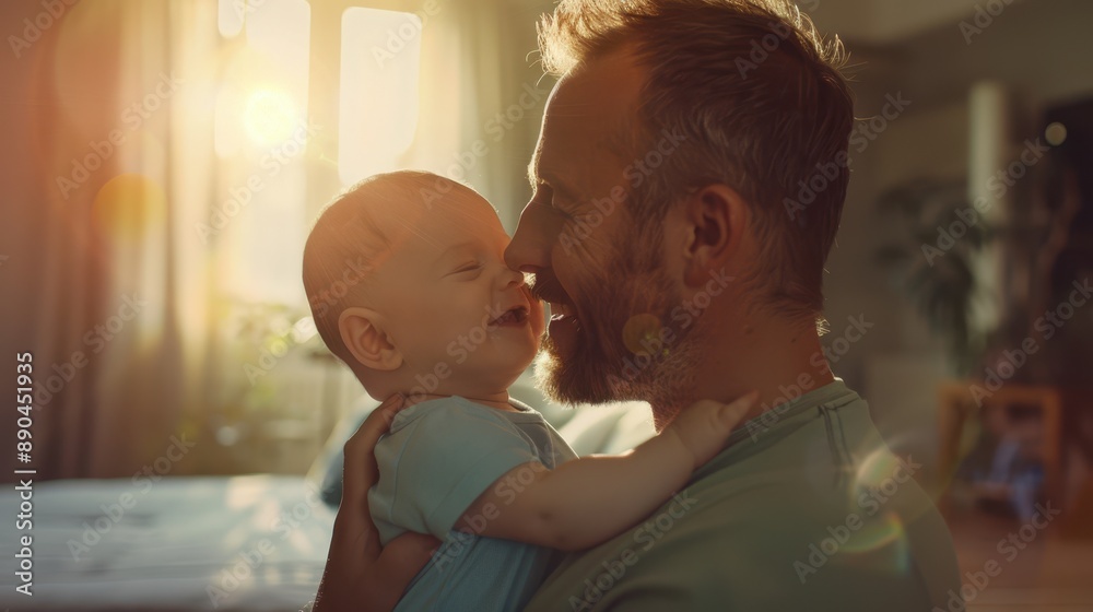 Canvas Prints the father and baby embrace