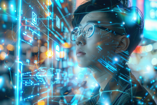 Futuristic Technology Immersion at Night