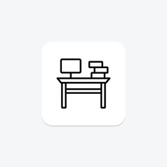 Desk line icon , vector, pixel perfect, illustrator file
