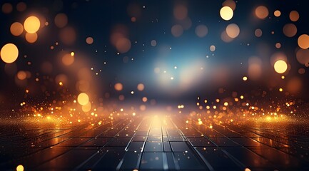 Shining floor , bokhe lights shining background 