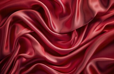 Obraz premium Close Up of Red Satin Fabric Draped and Folded