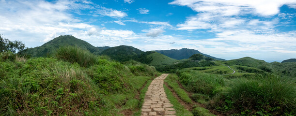 Naklejka premium Scenic view of the beautiful Qingtiangang Grasslands of the Yangmingshan National Park, Taipei and New Taipei City, Taiwan