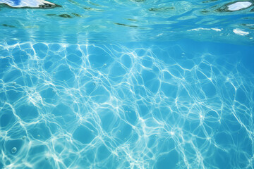 Obraz premium Processed collage of blue water waves texture in sunlight. Background for banner, backdrop