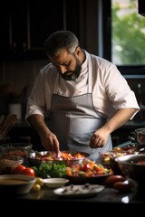 Muslim chef preparing traditional dishes for Ramadan
