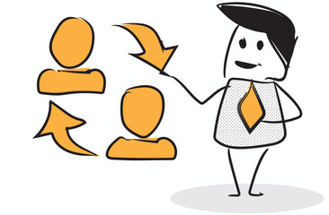 cloud connection line art stickman design