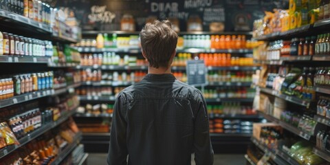 Fototapeta premium Navigating the Aisles of a Modern Supermarket
