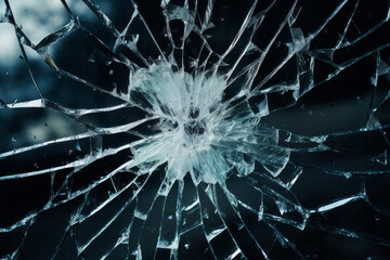 Processed collage of broken blue glass surface texture. Background for banner, backdrop or texture