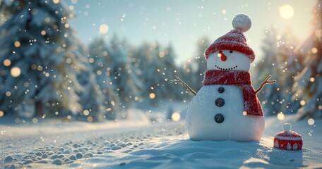 Obraz premium A Cheerful Snowman in a Winter Wonderland