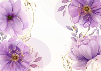 Fototapeta premium Delicate Floral Watercolor Background, Frame, for Social Media Posts, Banner, Wedding Invitation, Web. Watercolor flower ornaments on white background.