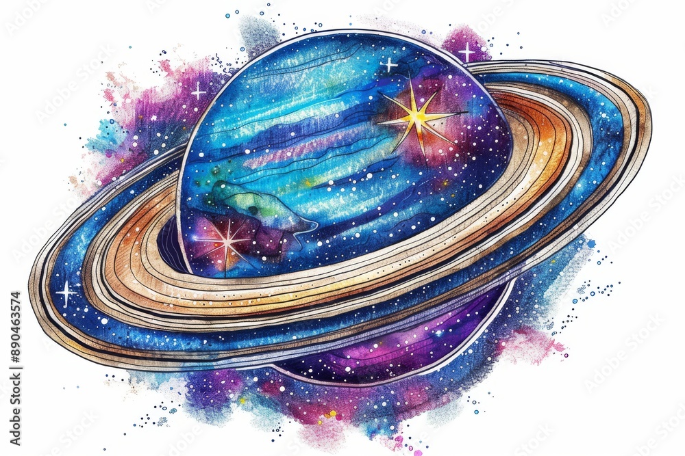 Wall mural abstract illustration of a planet with vibrant colors and dynamic patterns futuristic and modern des
