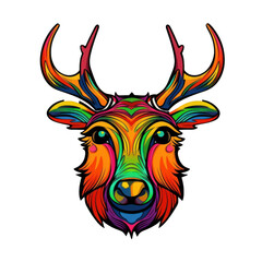 Cartoon style reindeer  sticker, badge design