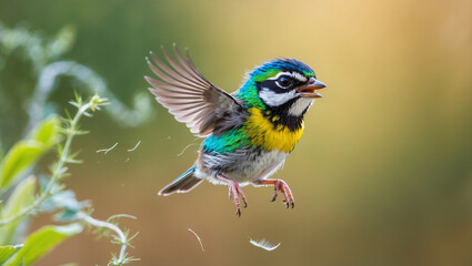 Obraz premium Baby bird in first flight.