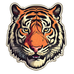 Cartoon style tiger sticker, badge design