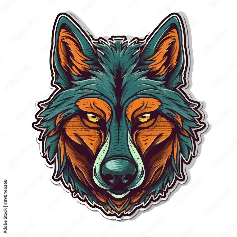 Canvas Prints cartoon style wolf sticker, badge design