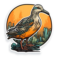 Cartoon style woodcock sticker, badge design