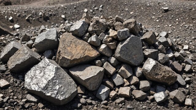 Shimmering Titanium Ore Stack  Industrial Mining Concept