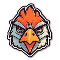 Cartoon style chicken sticker, badge design