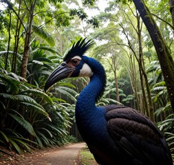 Obraz premium Peacock Walking in The Forest 