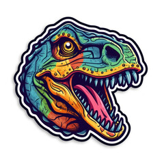 Cartoon style dinosaur sticker, badge design