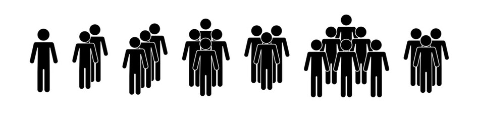 Set of people icons in flat style. Crowd. Group of people icon. Vector