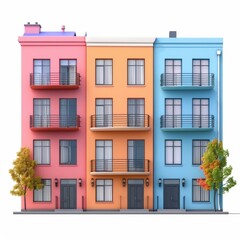 Obraz premium Colorful Row Houses With Balconies