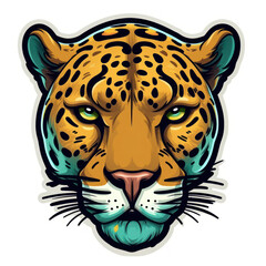 Cartoon style jaguar sticker, badge design
