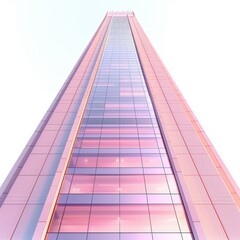 A Pink Skyward Glance at a Modern Skyscraper