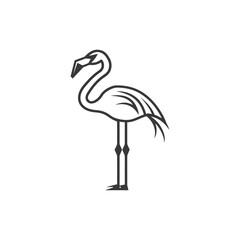 minimalist flamingo line art icon logo symbol