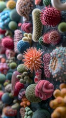 Obraz premium Colorful wall display showcasing diverse bacteria types in detailed bacterial structure for microbiology and medical research.