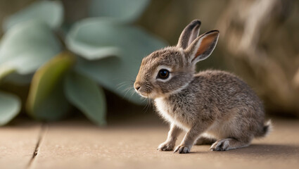 Naklejka premium Baby hare in nature.