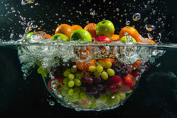 fruit in water splash