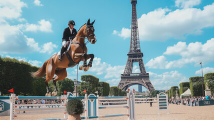 Show Jumping at the Eiffel Tower in Paris