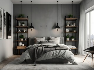 Urban-Modern Bedroom Design: Scandinavian Style in Gray and White